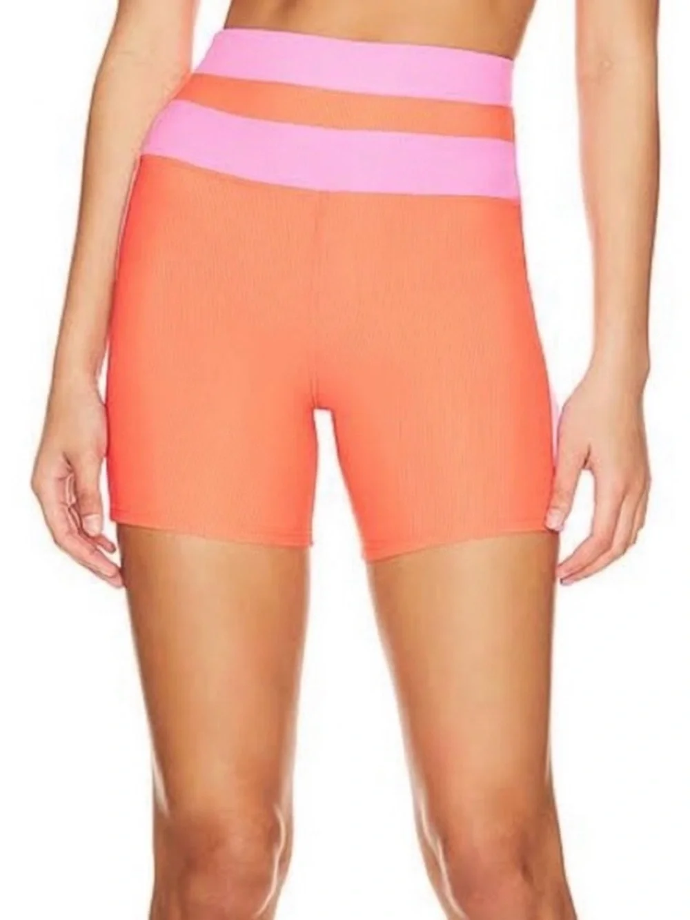 Beach Riot Samantha Short in Coral Beach Colorblock, Ribbed, Size XS, GUC
